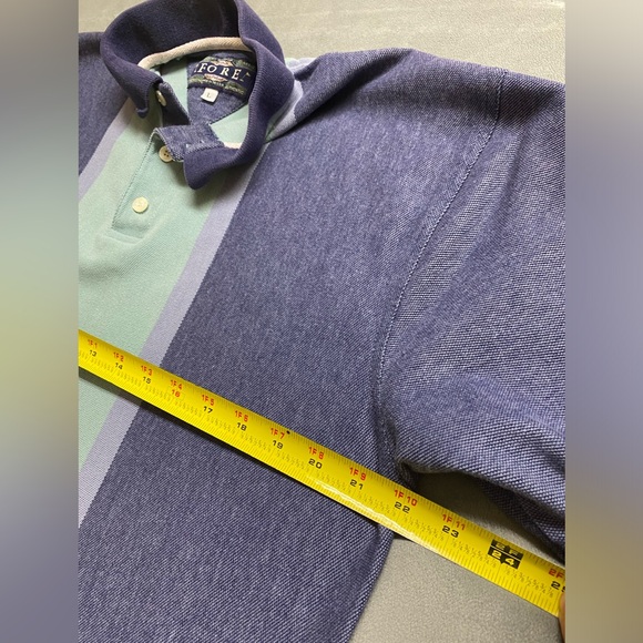 Vintage Fore Golfwear Classic Polo Mens Large Blue Striped Outdoor Golf USA - Picture 10 of 12